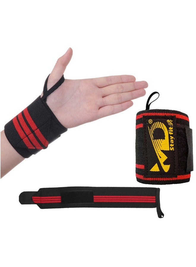 إم دي إستاي فيت أربطة دعم المعصم لرفع الأثقال واللياقة البدنية وتمارين الجيم قطعتين، أحمر - Image 2
