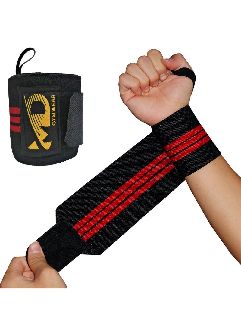 MD - Wrist Support Wraps for Weightlifting, Fitness & Gym Workouts 2Pcs, Red - Image 1
