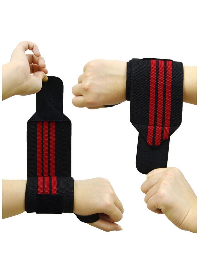 MD - Wrist Support Wraps for Weightlifting, Fitness & Gym Workouts 2Pcs, Red - Image 1