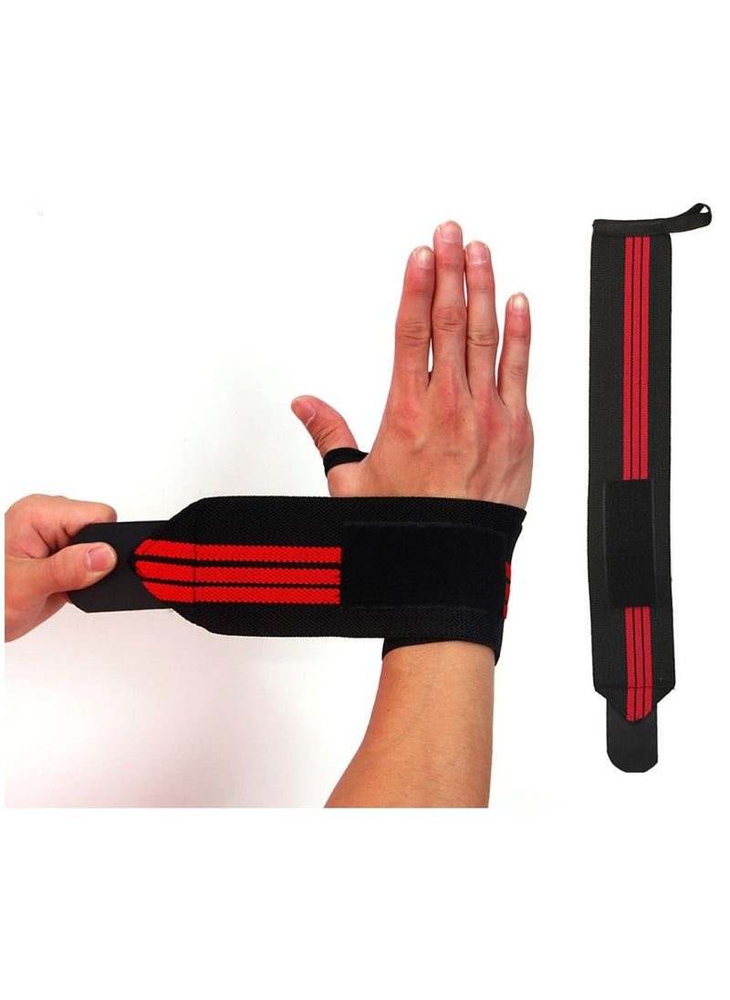 MD - Wrist Support Wraps for Weightlifting, Fitness & Gym Workouts 2Pcs, Red - Image 1
