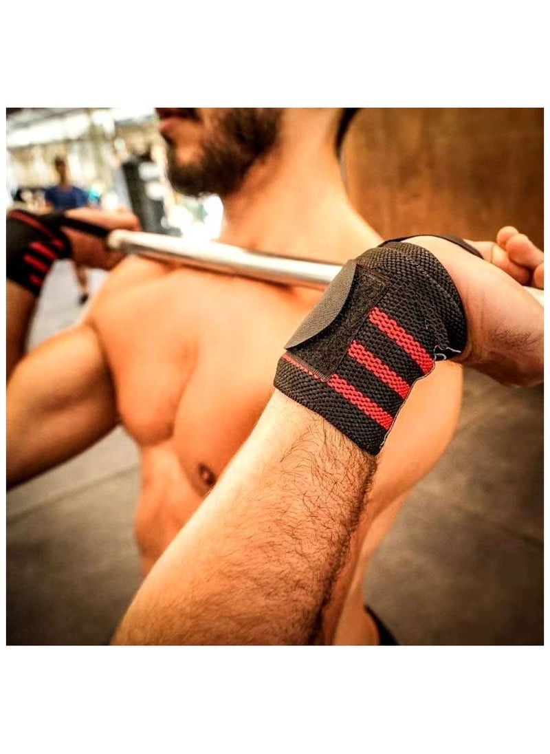 MD - Wrist Support Wraps for Weightlifting, Fitness & Gym Workouts 2Pcs, Red - Image 1