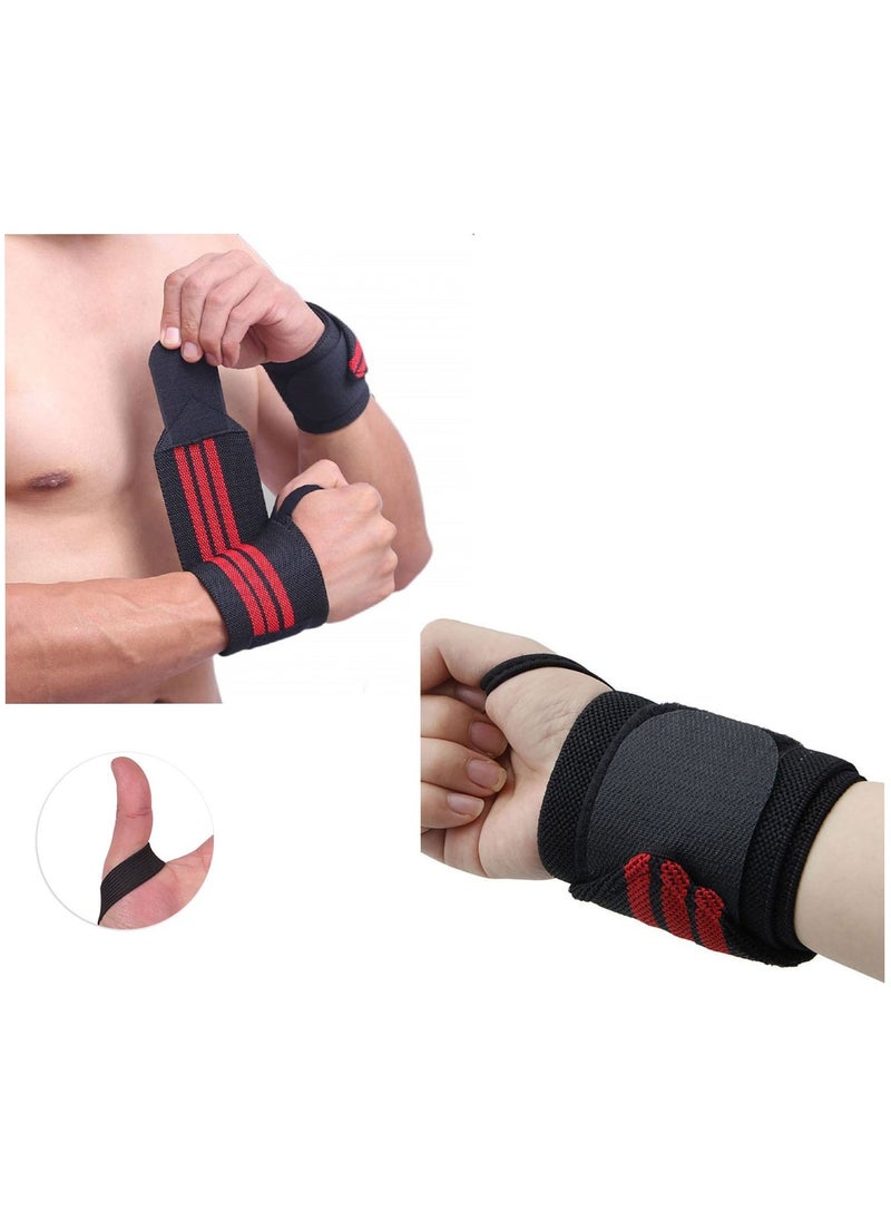 MD - Wrist Support Wraps for Weightlifting, Fitness & Gym Workouts 2Pcs, Red - Image 1