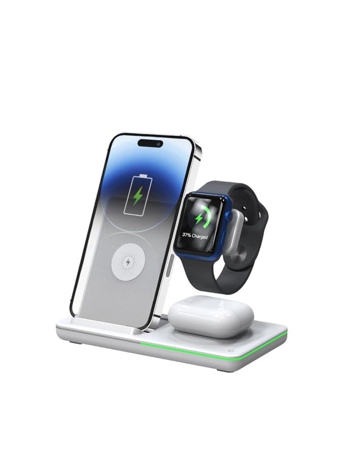 ELTRAZONE - 3-in-1 Wireless Charging Station – Fast Wireless Charger Stand for iPhone 15, 14, 13, 12, 11, X, Pro Max, AirPods, iWatch 8, 7, 6, 5, 4, Samsung Galaxy S – Fast Charging Dock for Multiple Devices, Sleek Design, Convenient & Efficient - Image 1