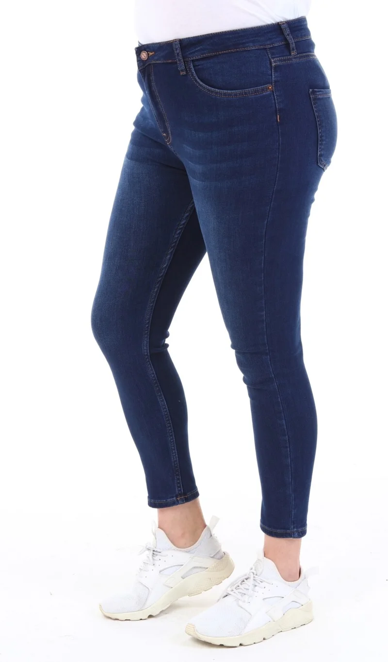 Cedy Denim Women's Parlament Blue Stonewashed High Waist Jeans Skinny Fit Jeans Plus Size - C597