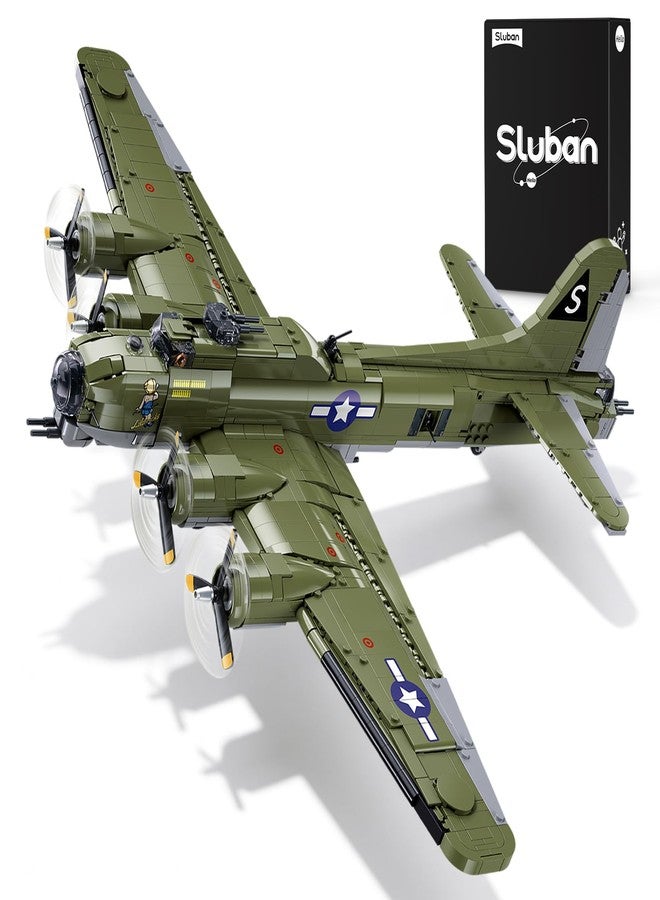 Sluban B-17 Flying Fortress Bomber Plane Building Blocks Set, 1270PCS WW2 Classic Military Fighter Aircraft Models with Display Stand, Army Airplane Gifts Toy for Teens & Adults 14+ - Image 1