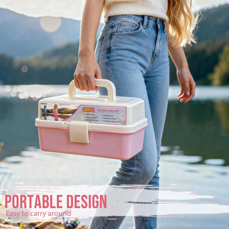 THKFISH 400PCS Fishing Lures Accessories Kit with Large 3-Layer Tackle Box Complete Freshwater Bass Fishing Gear Tools Set with Pliers, Fish Scale, Crankbait, Hooks, Weights Sinkers, Gift for Men - Image 5