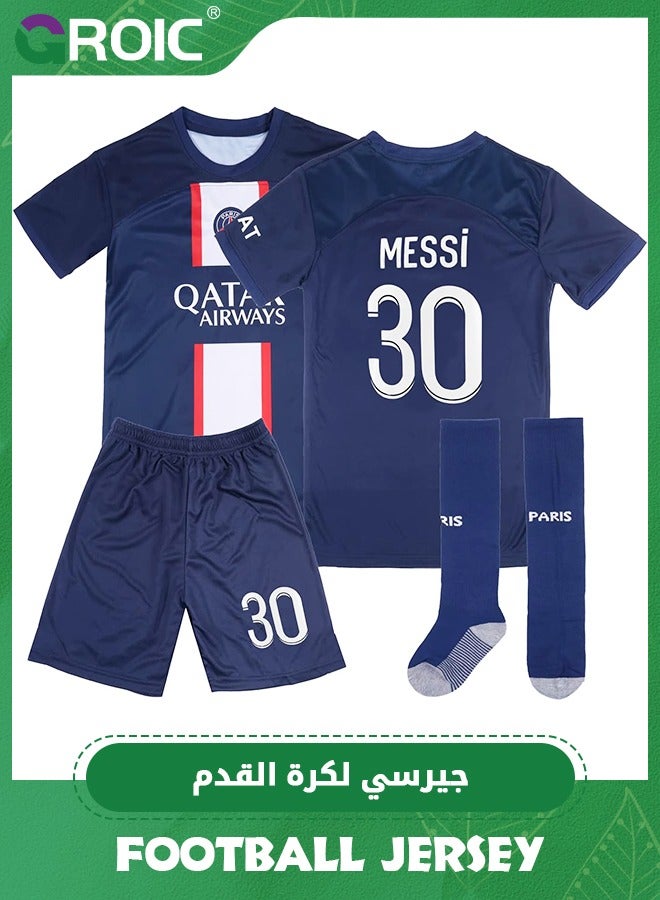 GROIC 3 Piece Soccer Football Jersey Set, 2022 Paris Legend Leo #30 Messi Football Jersey, Short and Socks Set, Youth & Men' Soccer Jersey 3 Piece Set for Soccer Football  - Image 4