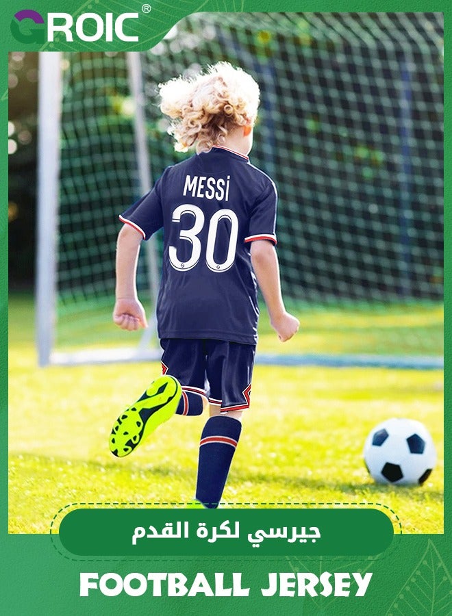 GROIC 3 Piece Soccer Football Jersey Set, 2022 Paris Legend Leo #30 Messi Football Jersey, Short and Socks Set, Youth & Men' Soccer Jersey 3 Piece Set for Soccer Football  - Image 3