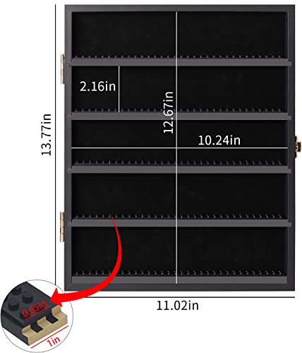 VERANI Minifigures Miniature Display Case Collectibles Display Box Wall Mount Figure Display Curio Cabinet with Lockable Anti Dust Door for Small Objects Lockable Removable Shelves - Small Black - Image 3