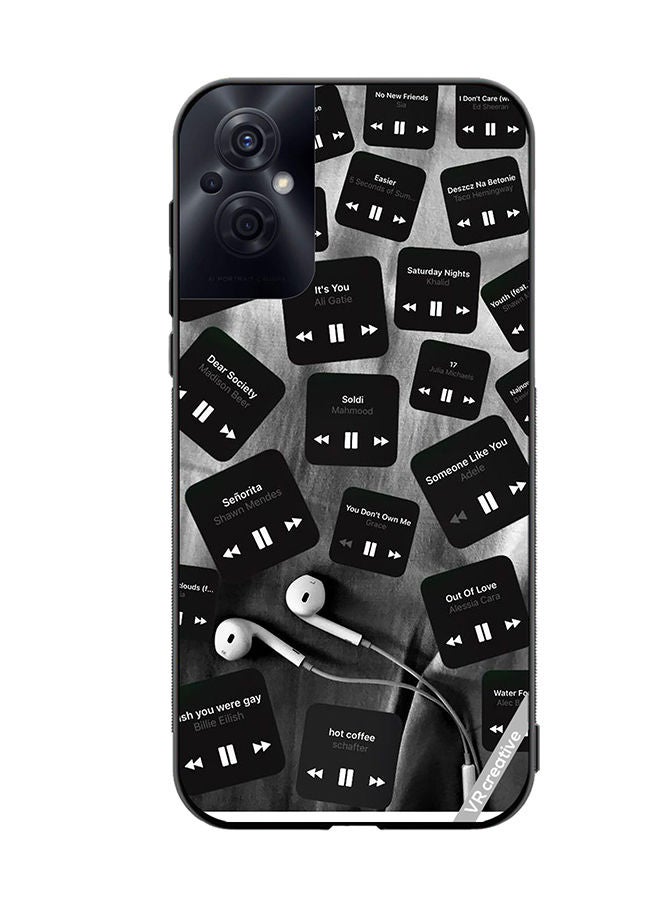 VR CREATIVE Protective Case Cover For Oppo Reno8 Z Black Music Tags Design Multicolour - Image 1