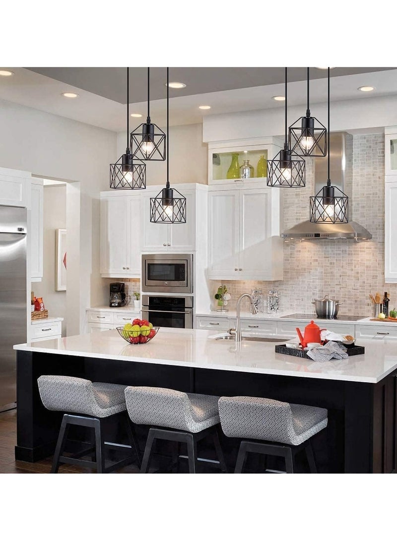 VUCATIN Pendant Light Black Industrial Farmhouse Metal Hanging Lights Fixture Ceiling Lamp Dining Room Light for Barn Restaurant Foyer Bar Hallway Kitchen Island Bulb not Included (B) - Image 2