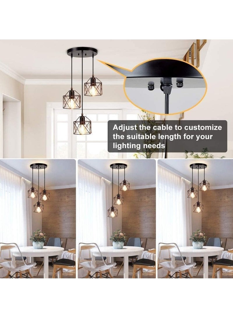 VUCATIN Pendant Light Black Industrial Farmhouse Metal Hanging Lights Fixture Ceiling Lamp Dining Room Light for Barn Restaurant Foyer Bar Hallway Kitchen Island Bulb not Included (B) - Image 3