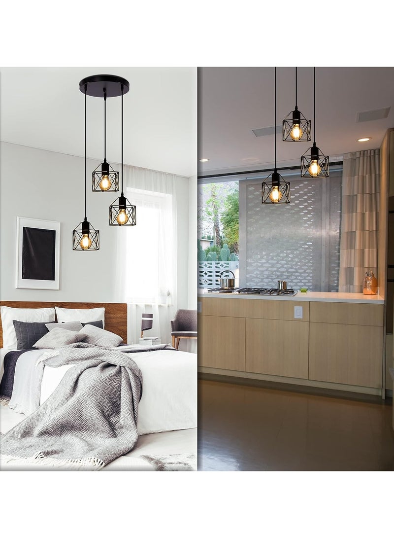 VUCATIN Pendant Light Black Industrial Farmhouse Metal Hanging Lights Fixture Ceiling Lamp Dining Room Light for Barn Restaurant Foyer Bar Hallway Kitchen Island Bulb not Included (B) - Image 4