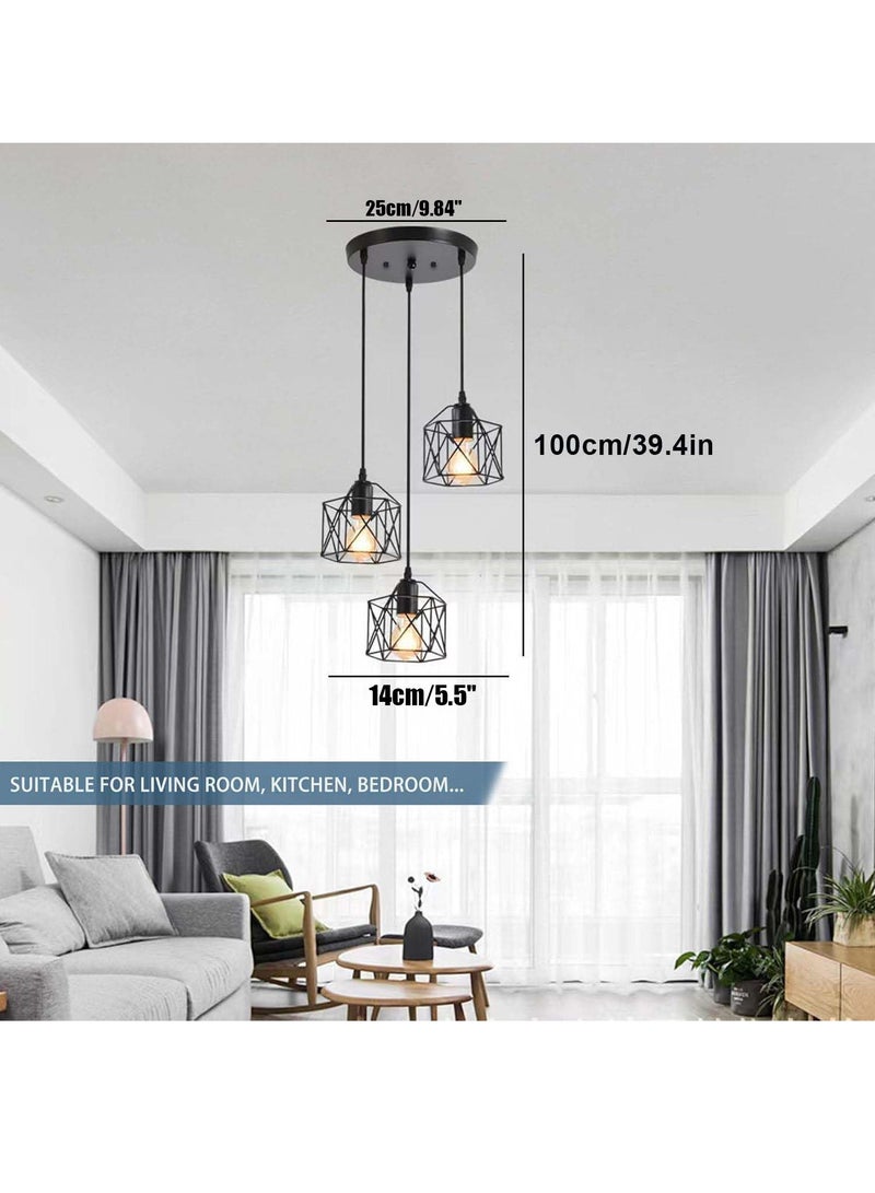 VUCATIN Pendant Light Black Industrial Farmhouse Metal Hanging Lights Fixture Ceiling Lamp Dining Room Light for Barn Restaurant Foyer Bar Hallway Kitchen Island Bulb not Included (B) - Image 5