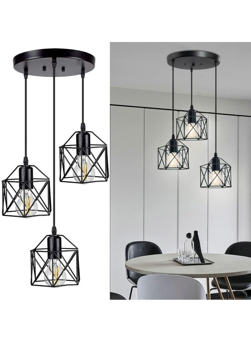 VUCATIN Pendant Light Black Industrial Farmhouse Metal Hanging Lights Fixture Ceiling Lamp Dining Room Light for Barn Restaurant Foyer Bar Hallway Kitchen Island Bulb not Included (B) - Image 1