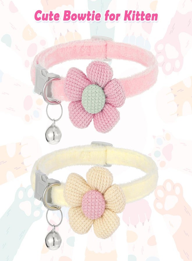 Thrymme 2Pcs Flower Cat Collar, Cat Collars for Girl Cats Pet Plush Flower Collars in Pink and Cream, Adjustable Safety Design for Small Dogs and Cats with Bell, Cute Puppy Accessories - Image 4
