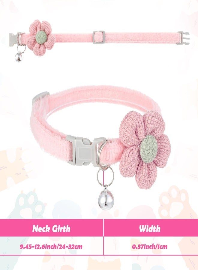 Thrymme 2Pcs Flower Cat Collar, Cat Collars for Girl Cats Pet Plush Flower Collars in Pink and Cream, Adjustable Safety Design for Small Dogs and Cats with Bell, Cute Puppy Accessories - Image 2