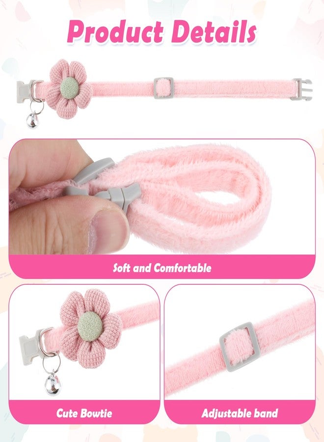 Thrymme 2Pcs Flower Cat Collar, Cat Collars for Girl Cats Pet Plush Flower Collars in Pink and Cream, Adjustable Safety Design for Small Dogs and Cats with Bell, Cute Puppy Accessories - Image 3