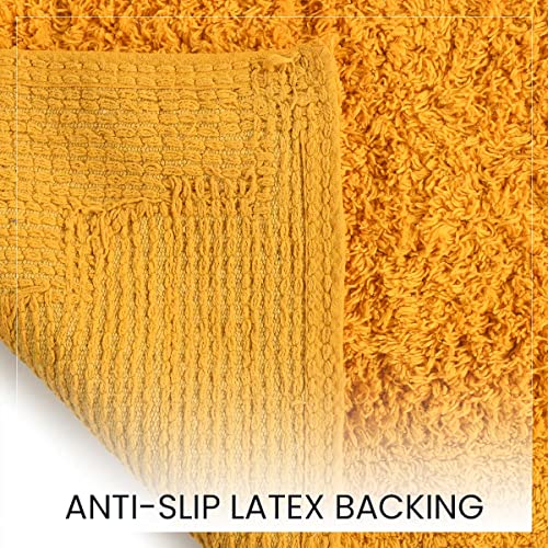 SASHAA WORLD Solid Anti-Skid Cotton Bathmat and Contour Set for Bathroom, Ultra Soft & Absorbent, Tufted Weave, Anti-Slip Latex Backing, Includes Contour & Rectangle Mat, 50X80cm, Yellow - Image 3