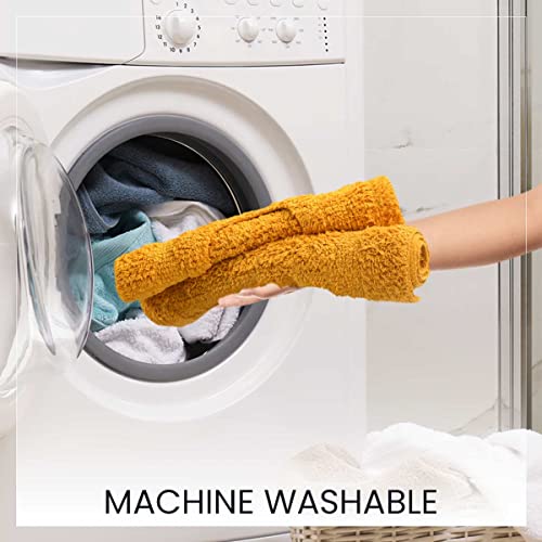 SASHAA WORLD Solid Anti-Skid Cotton Bathmat and Contour Set for Bathroom, Ultra Soft & Absorbent, Tufted Weave, Anti-Slip Latex Backing, Includes Contour & Rectangle Mat, 50X80cm, Yellow - Image 4