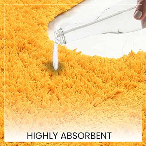 SASHAA WORLD Solid Anti-Skid Cotton Bathmat and Contour Set for Bathroom, Ultra Soft & Absorbent, Tufted Weave, Anti-Slip Latex Backing, Includes Contour & Rectangle Mat, 50X80cm, Yellow - Image 5