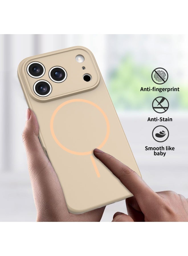 جراب أمان مغناطيسي لهاتف iPhone 17 Pro، لون موحد أنيق، ملف مغناطيسي دقيق من مادة TPU+PC بملمس ناعم، تغطية كاملة N52. - Image 5