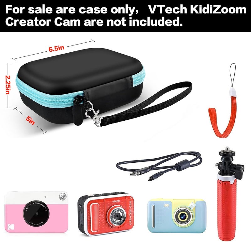 PAIYULE Kids Camera Case for VTech KidiZoom Creator Cam HD Video Camera/ for KODAK Printomatic Digital Instant Print Cameras Toys, Carrying Storage Organizer Bag Also Holds Tripod Accessories(Box Only-Black - Image 2