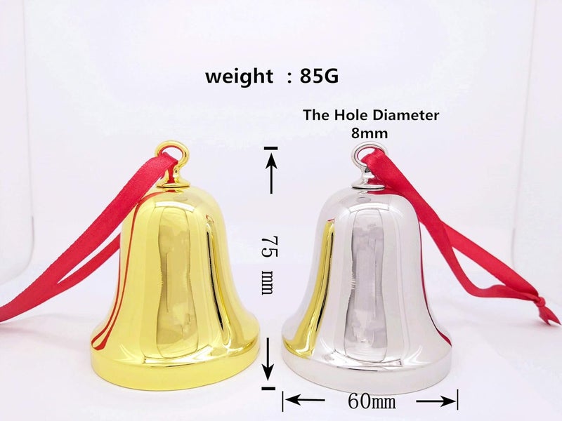 JUPPE 2025 Silver Christmas Bell Ornament, Sleigh Bell Ornament Decoration with Angel Wing & 2025 Charm (Silver-Christmas) - Image 4