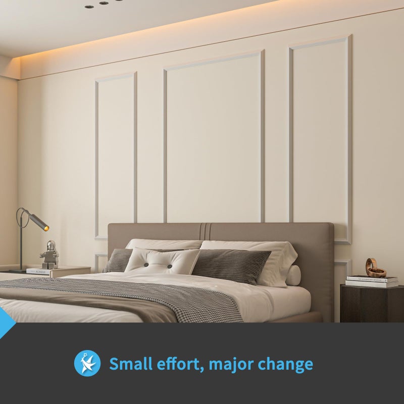 Art3d Pre-Cut Wall Molding Set of 6 pcs, Ready-to-Assemble Wainscoting Panels for Interior Wall DÃ©cor Living Room Bedroom Accent Wall - Installed with Glue, 3 Top 3 Bottom - Image 2