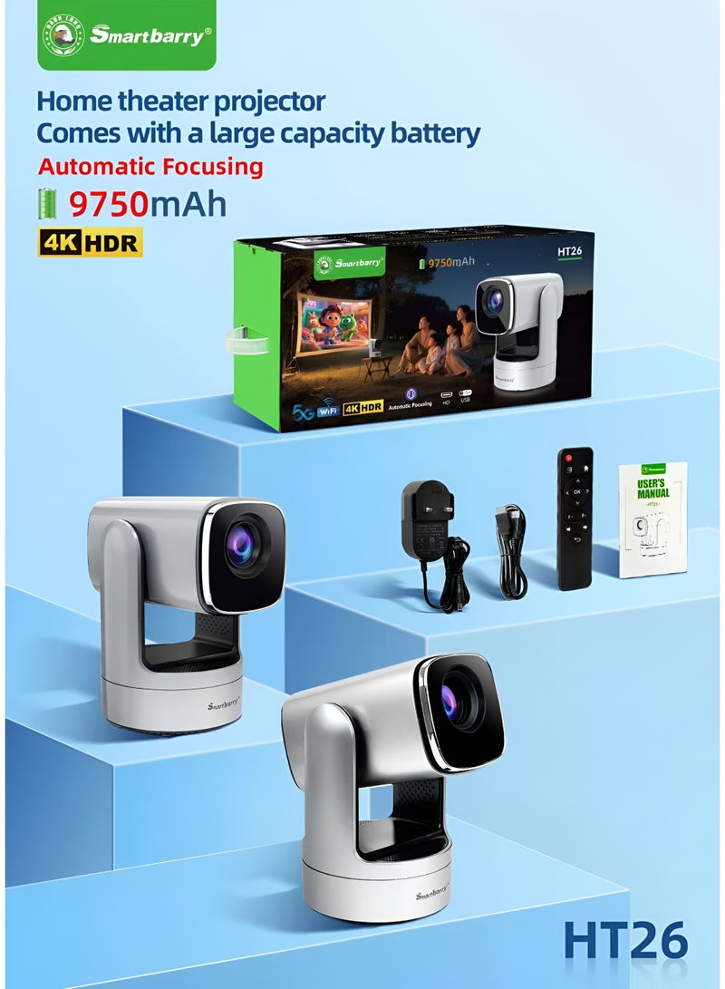 سمارت باري جهاز عرض مسرح منزلي Smartbarry عالي الدقة 4K 5G مع تحكم ذكي في درجة الحرارة وبطارية كبيرة السعة 9750 مللي أمبير في الساعة مع التركيز التلقائي وحجر الزاوية للسفر في الهواء الطلق - Image 1