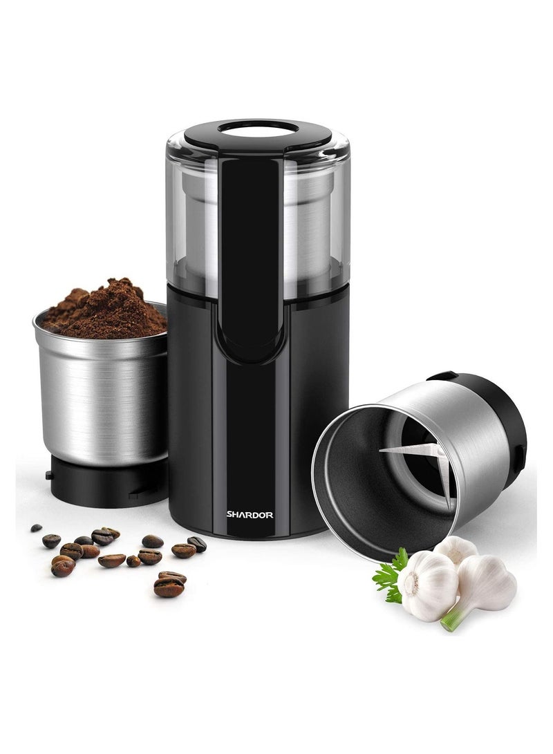 SHARDOR Coffee & Spice Grinders Electric with 2 Removable Stainless Steel Bowls for Dry or Wet Grinding, 70g. - Image 1