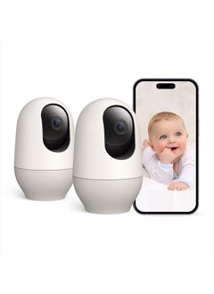 Security Camera Indoor Two Pack, 360-degree IP Camera 1080P, WiFi Smart Home Camera with Motion Tracking, IR Night Vision, Two Way Audio&Sound Detection, Works with Alexa, SD Card and Cloud