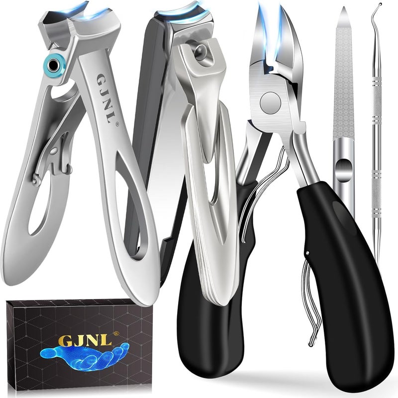 Nail Clippers for Thick Nails Gifts for Men Dad 16mm Sharp Wide Jaw Opening Toenail Clippers Black Extra Large Heavy Duty Toe Nail Clippers