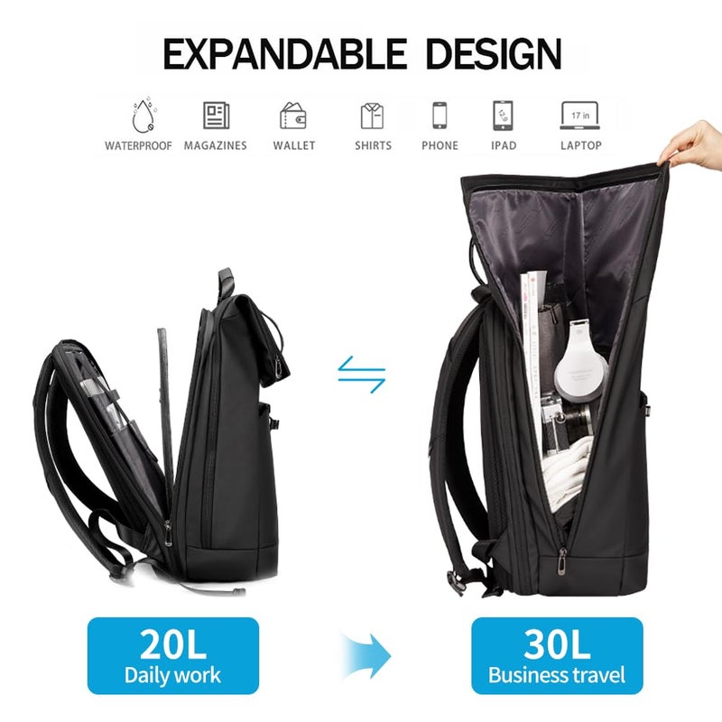 BANGE Roll Top Backpack Large Work Backpack for 15.6 inch Laptop Waterproof Anti-Theft Backpack Travelling Hiking Camping College School Daily fashion for men and women - Image 2