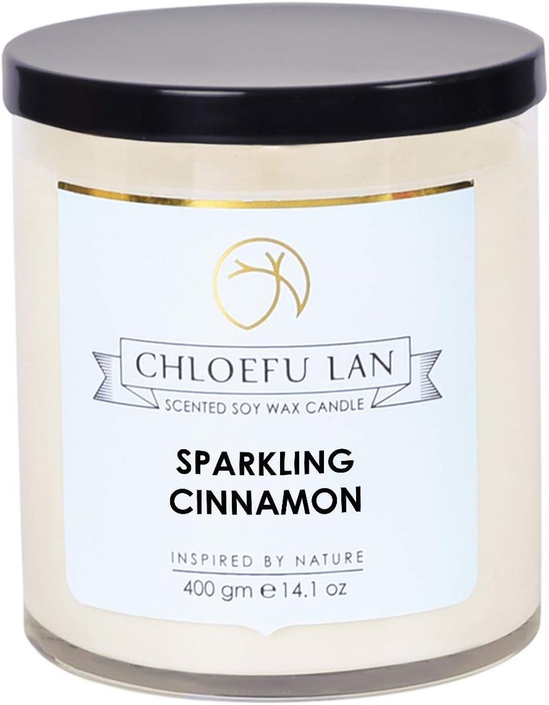 Chloefu LAN Sparkling Cinnamon Scented Candles Autumn Candles Gifts for Men, Premium Soy Candle Wax with up to 100 Hour Burn Time,Highly Scented,Large Candles for Home Scented Large Jar, 14.1oz - Image 1