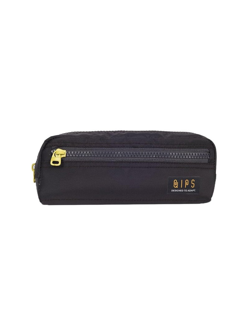 QIPS Multi Utility Durable Polyester Pencil Pouch Bag with Dual Compartments, Smooth Zipper Closure - Ideal for School, Office & Travel Accessories (Black) - Image 1