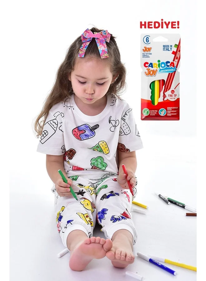 zuzunga Colorable Children's Pajama Set with the Cutest Figures and Special Pen (Leaves No Stains After Washing).