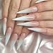 MABKJLF Long Stiletto Press on Nails White Gradient French Fake Nails Full Cover Glossy False Nails With Glue Stick on Artificial Acrylic Nails for Women Girls 24 Pcs - Image 2