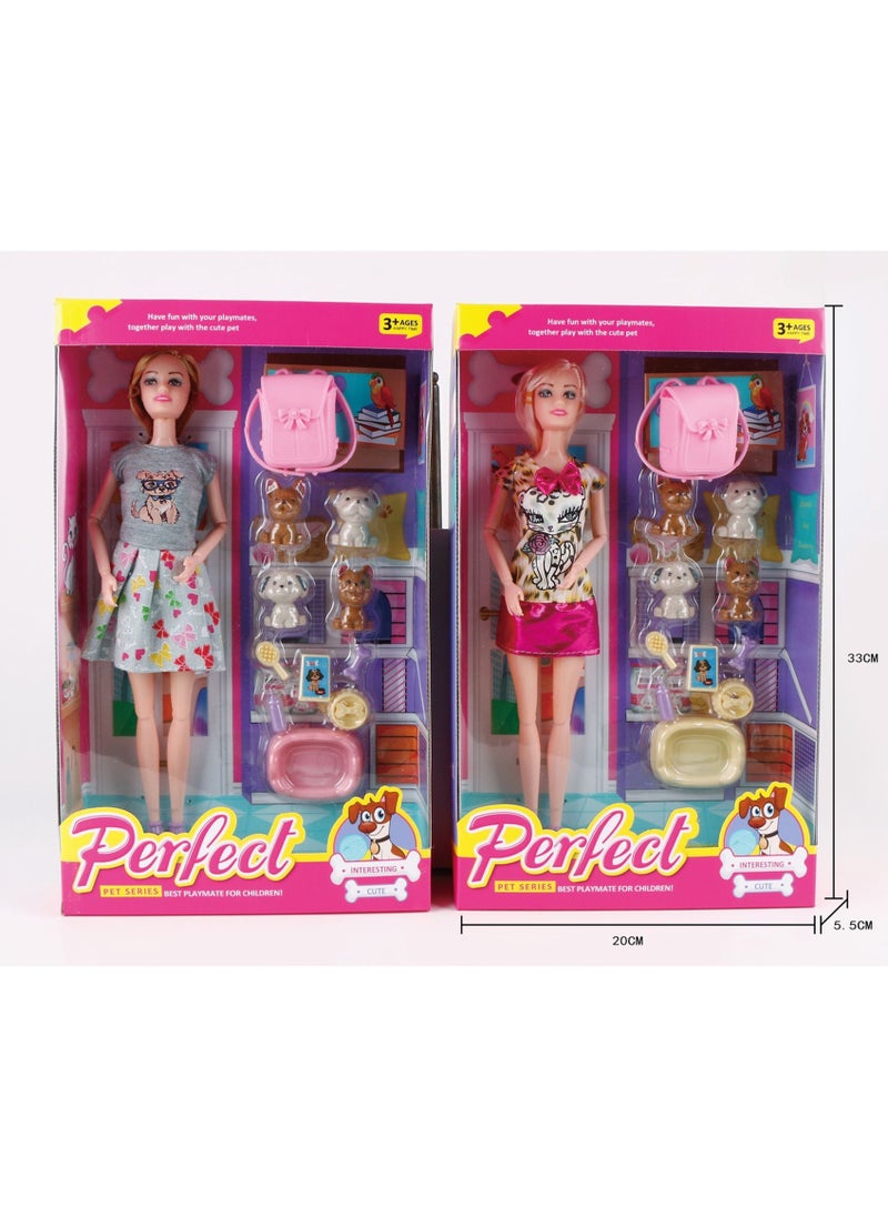 FUNFY - FYDPG001 11.5-Inch Fashion Girl Doll Playset | Pet Series with 4 Dogs, Pet Care Accessories | Pretend Play Toy for Girls – Encourages Imagination & Nurturing Skills - Image 1