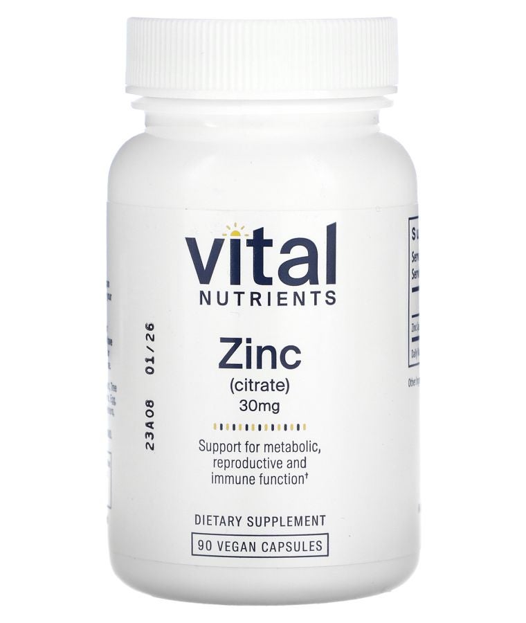 Vital Nutrients Zinc (Citrate) 30 mg 90 Vegan Capsules