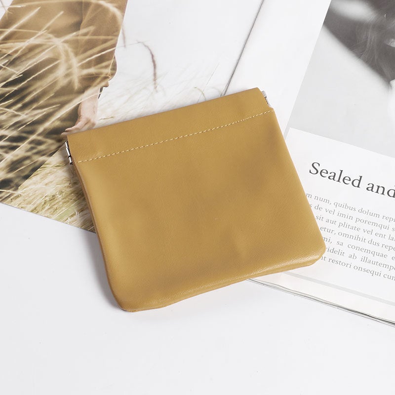 Automatic Closure Mini PU Organizer Case straw yellow 