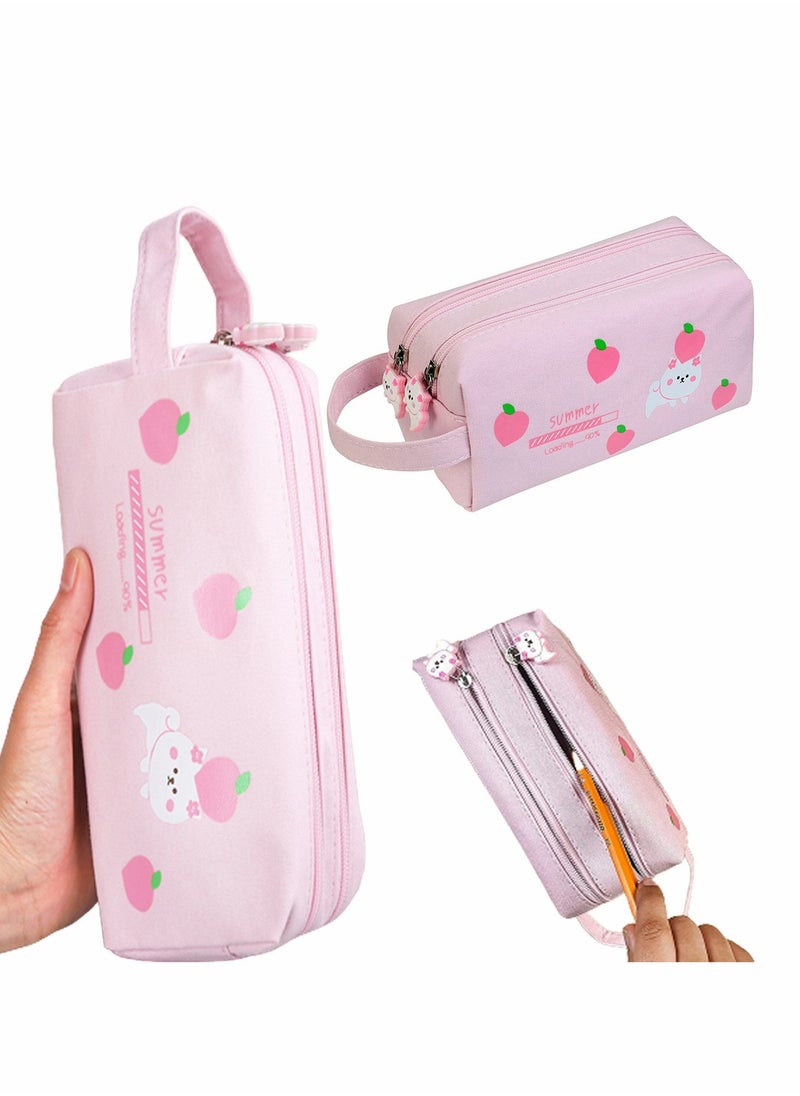 KASTWAVE - Pencil Case, Cute Cat Pencil Pouch for Girls, Kawaii Large Capacity Pink Pencil Case, Zipper Pencil Box, Stationery Organizer Bag, School Student Pen Case, Office Supply Case Organizer, Pink, 1 Pcs - Image 1