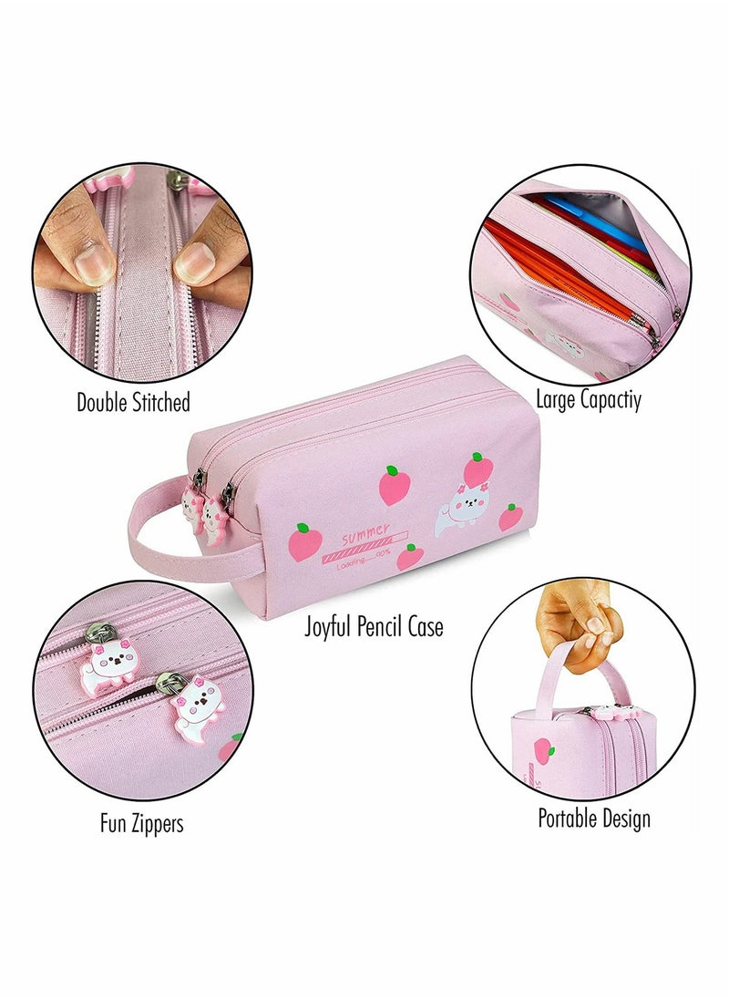 KASTWAVE - Pencil Case, Cute Cat Pencil Pouch for Girls, Kawaii Large Capacity Pink Pencil Case, Zipper Pencil Box, Stationery Organizer Bag, School Student Pen Case, Office Supply Case Organizer, Pink, 1 Pcs - Image 1