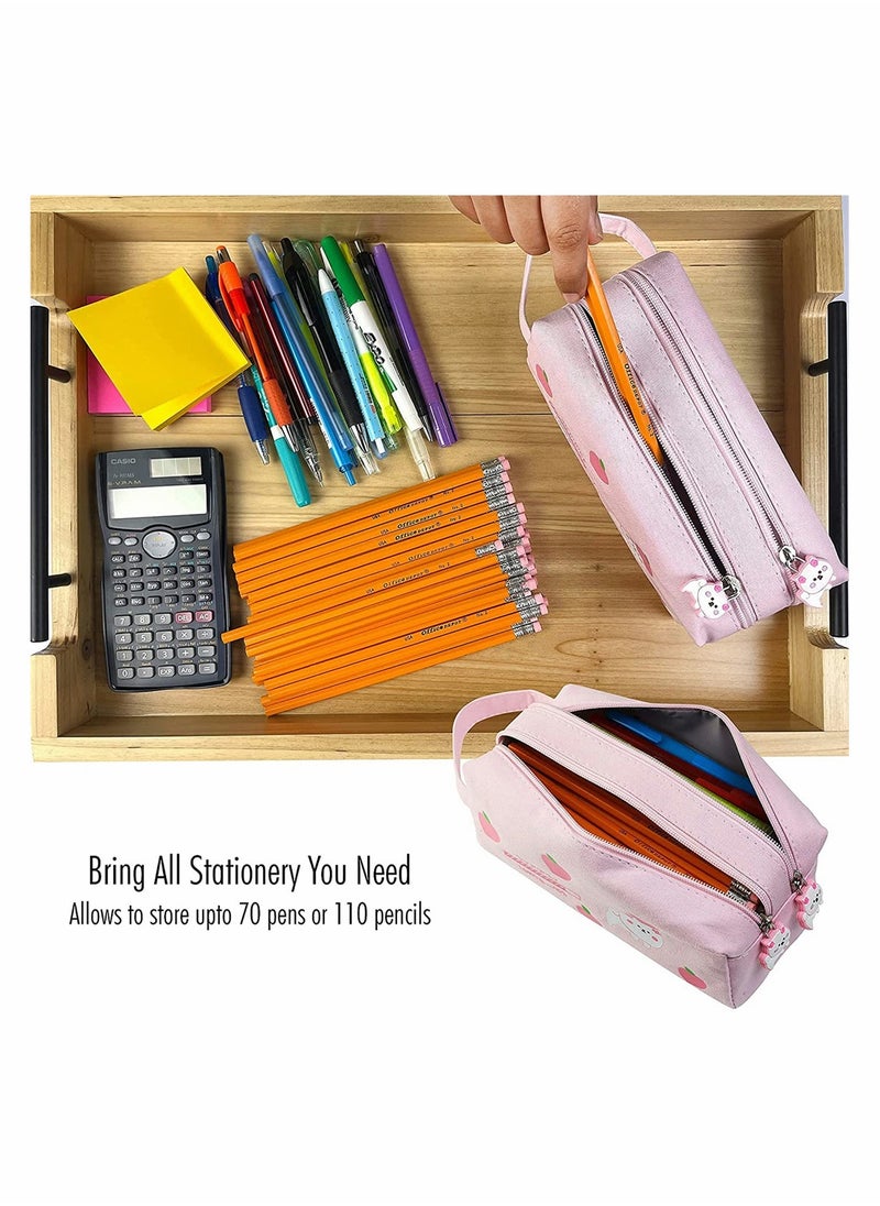 KASTWAVE - Pencil Case, Cute Cat Pencil Pouch for Girls, Kawaii Large Capacity Pink Pencil Case, Zipper Pencil Box, Stationery Organizer Bag, School Student Pen Case, Office Supply Case Organizer, Pink, 1 Pcs - Image 1