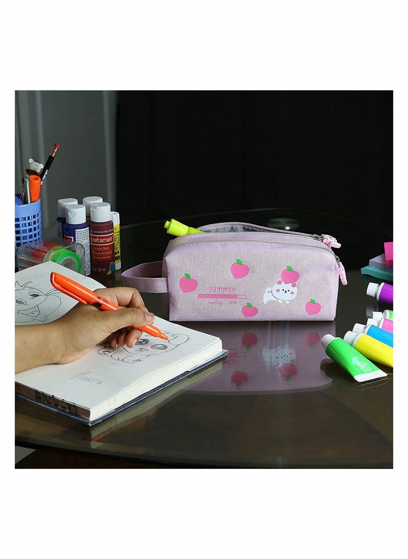 KASTWAVE - Pencil Case, Cute Cat Pencil Pouch for Girls, Kawaii Large Capacity Pink Pencil Case, Zipper Pencil Box, Stationery Organizer Bag, School Student Pen Case, Office Supply Case Organizer, Pink, 1 Pcs - Image 1