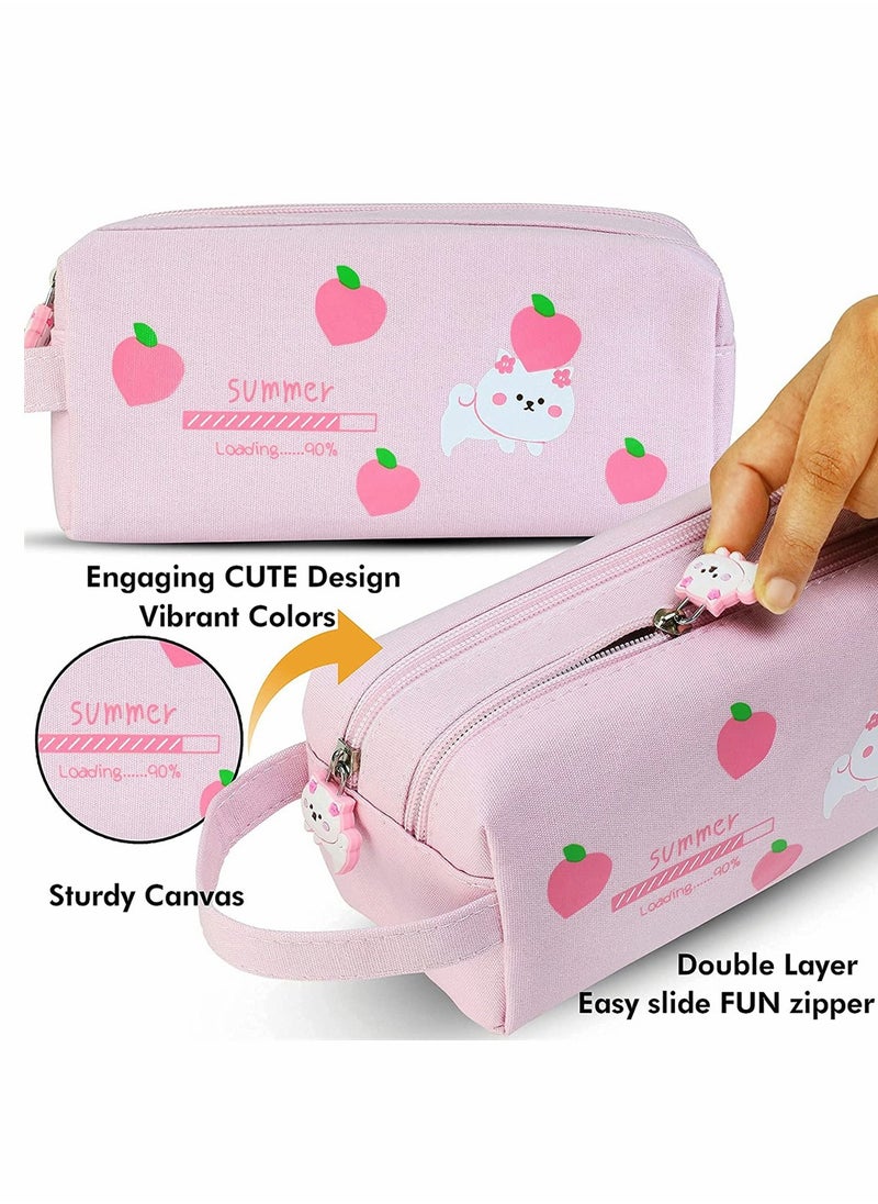 KASTWAVE - Pencil Case, Cute Cat Pencil Pouch for Girls, Kawaii Large Capacity Pink Pencil Case, Zipper Pencil Box, Stationery Organizer Bag, School Student Pen Case, Office Supply Case Organizer, Pink, 1 Pcs - Image 1