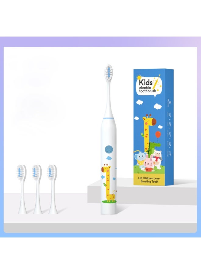 Kids Electric Toothbrush with Charging Case, Rechargeable Portable Sonic Toothbrush Set for Girls Boys, Soft Bristles with 2-Minute Smart Timer, Travel & Home Use (White)