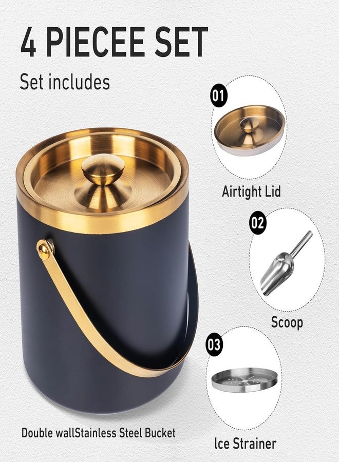 NYTRYD Double Wall Insulated Stainless Steel Ice Bucket with Scoop for Cocktail Bar,Metal Ice Bucket for Freezer with Lid for Parties.ice Container to Keep Ice Colder,bar cart Accessories. (2 Litre) - Image 4