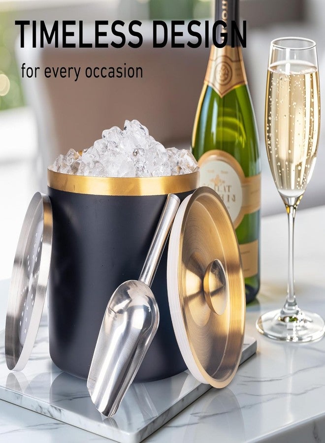 NYTRYD Double Wall Insulated Stainless Steel Ice Bucket with Scoop for Cocktail Bar,Metal Ice Bucket for Freezer with Lid for Parties.ice Container to Keep Ice Colder,bar cart Accessories. (2 Litre) - Image 5