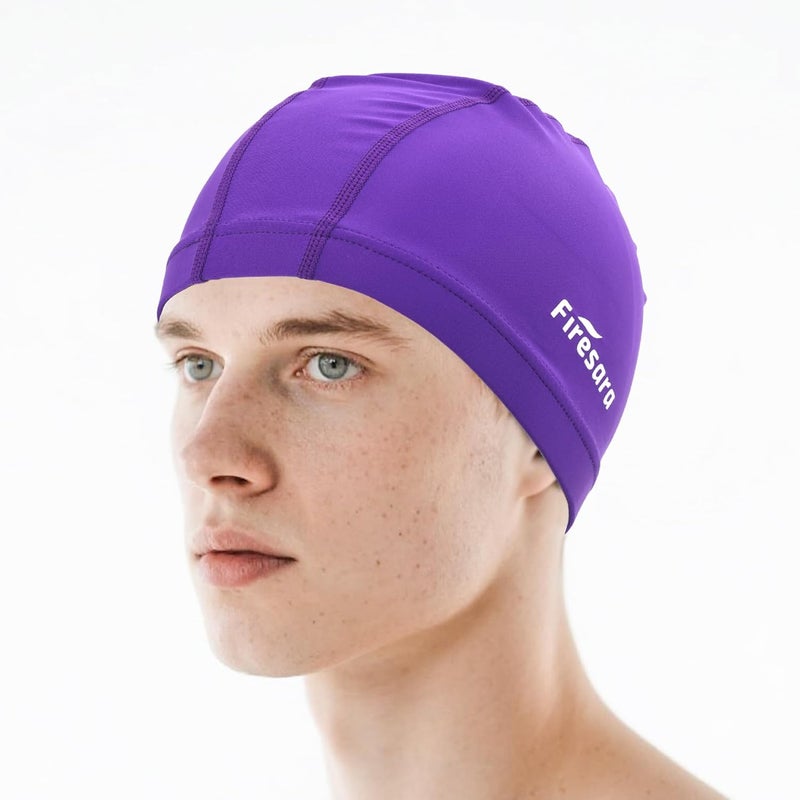 Firesara Fabric Swim Cap, High Elasticity Swimming Cap Keeps Hair Clean Breathable Fit Both Long Hair Short Hair, Swim Caps Woman Girls Men Kids One Size Hat - Image 1